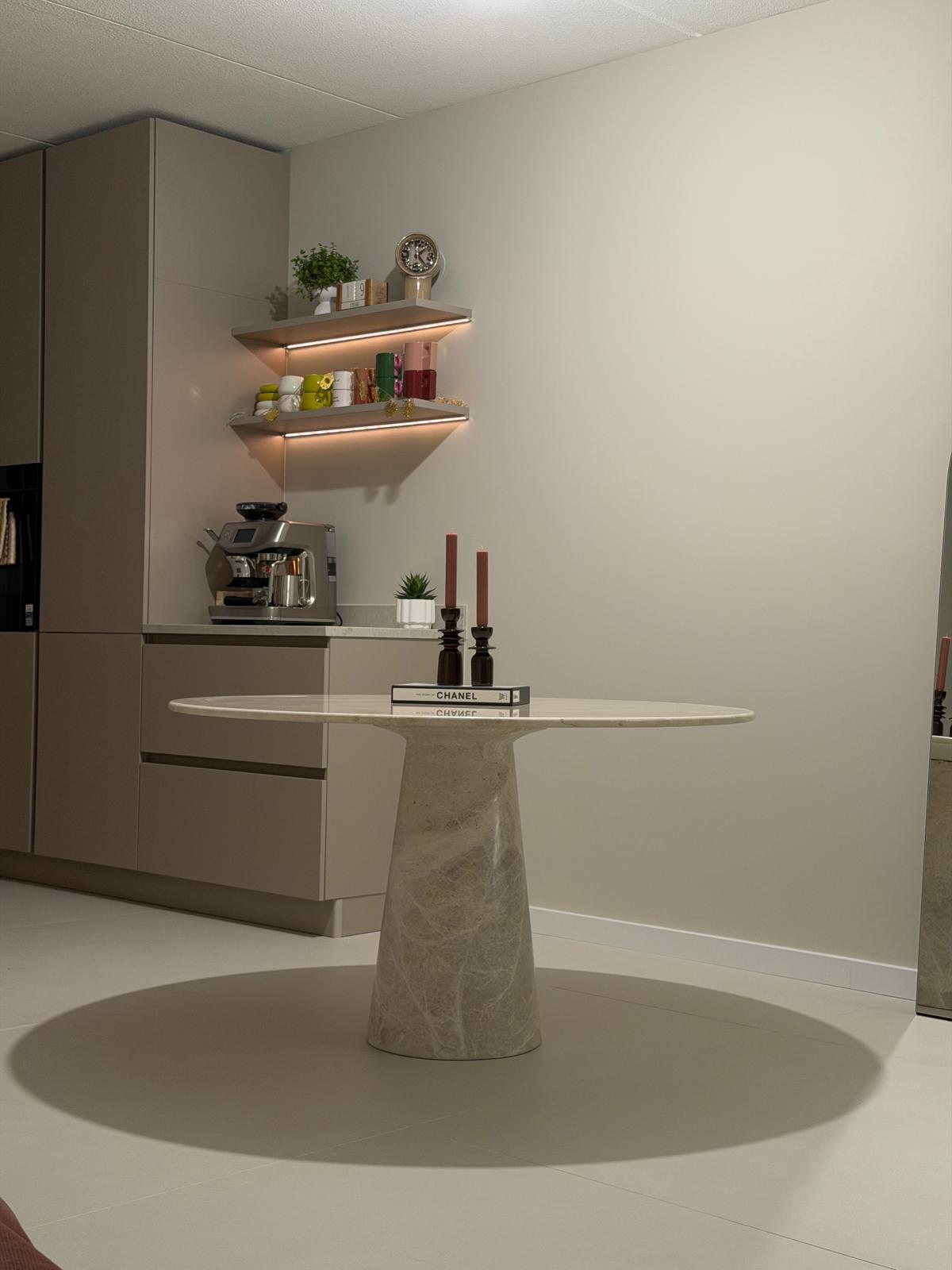 Champagne Cream Marmeren Eettafel Rond