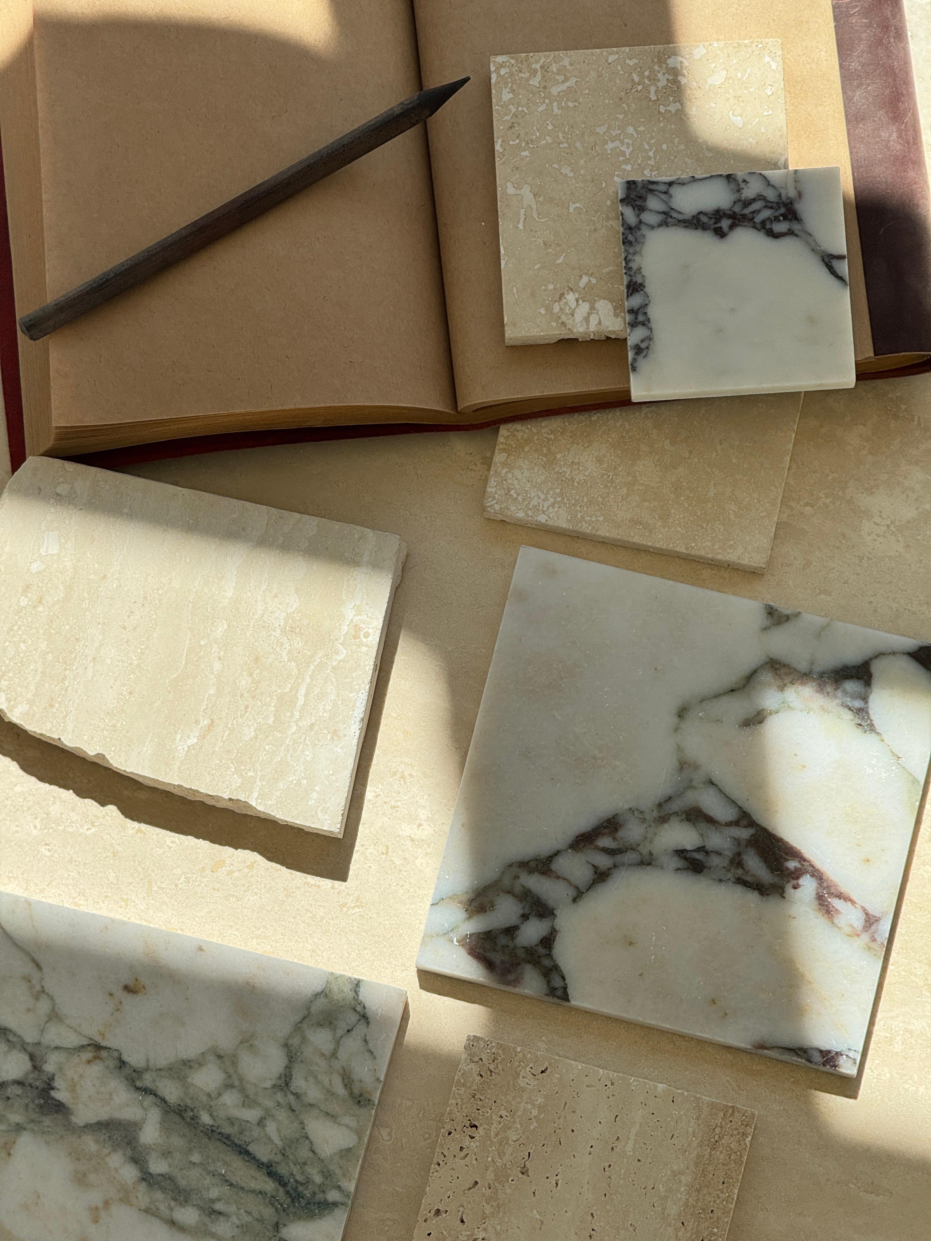Samples of travertine, marble and natural stone by MERAKI MARBLE