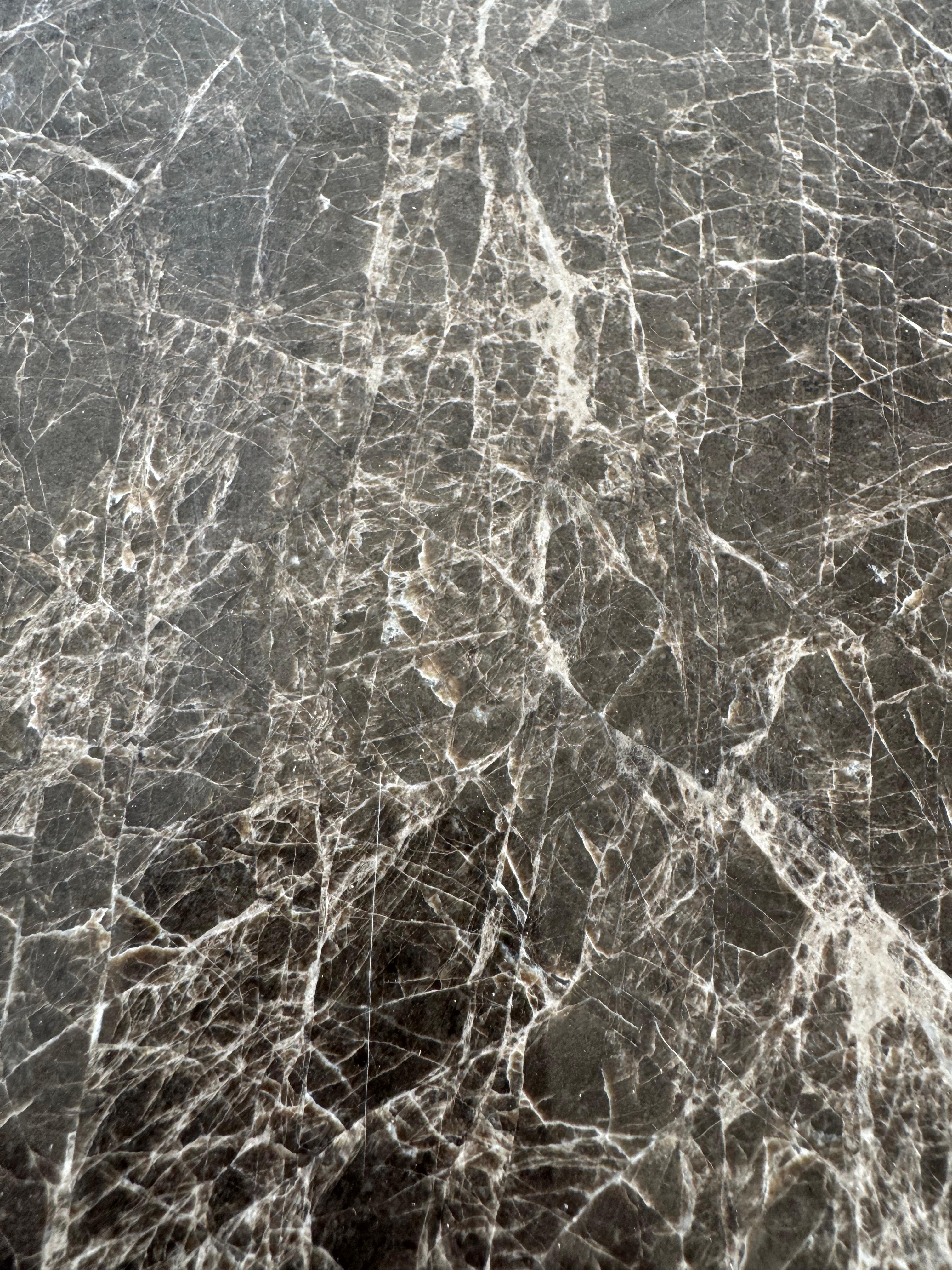 Dark Emperador Marble Sample with chocolate-brown base and fine beige veining