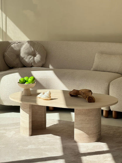 Kya | Ovale Couchtisch aus Travertin
