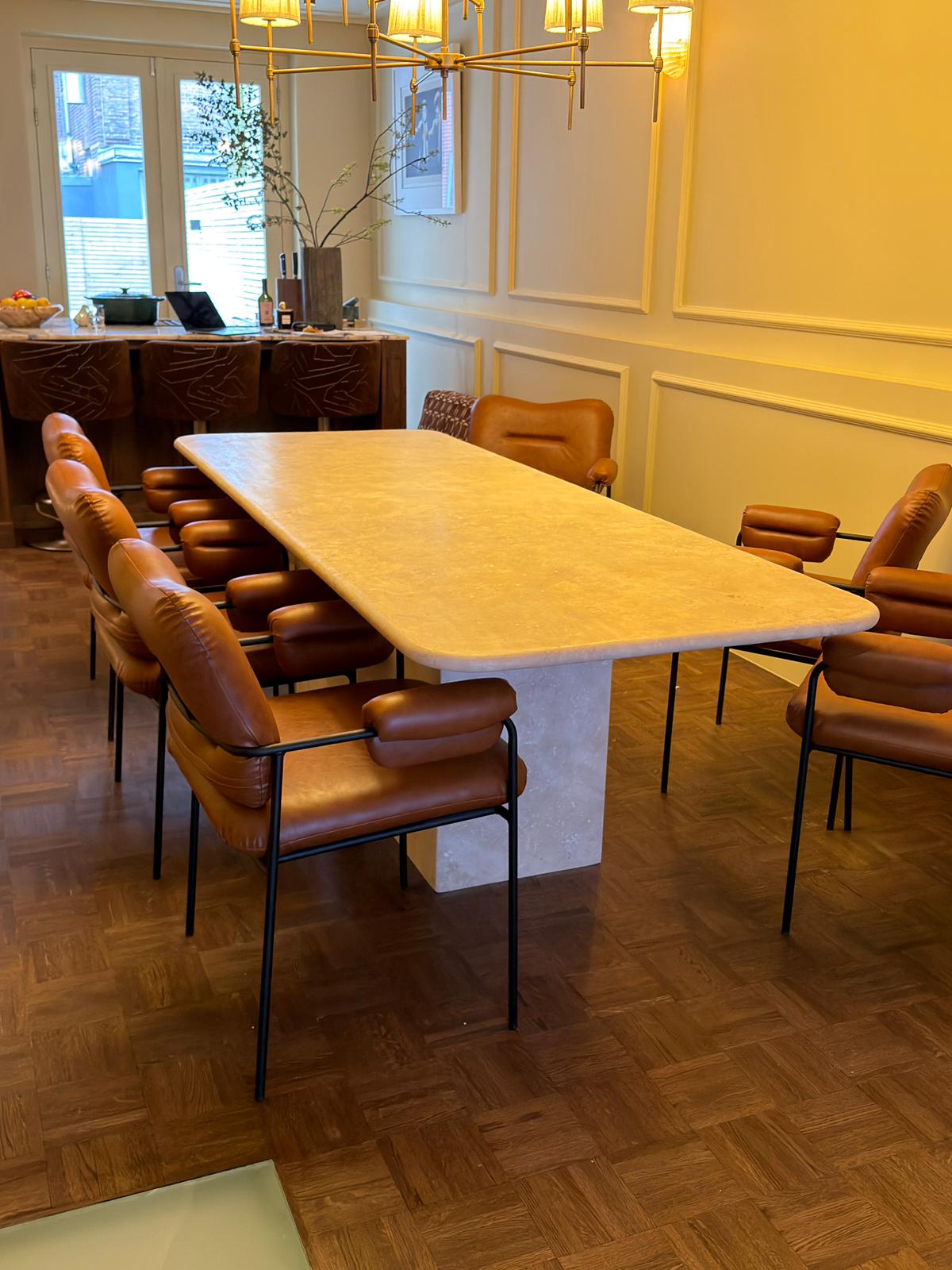 Travertin Rechthoekige Eettafel | Block Frame