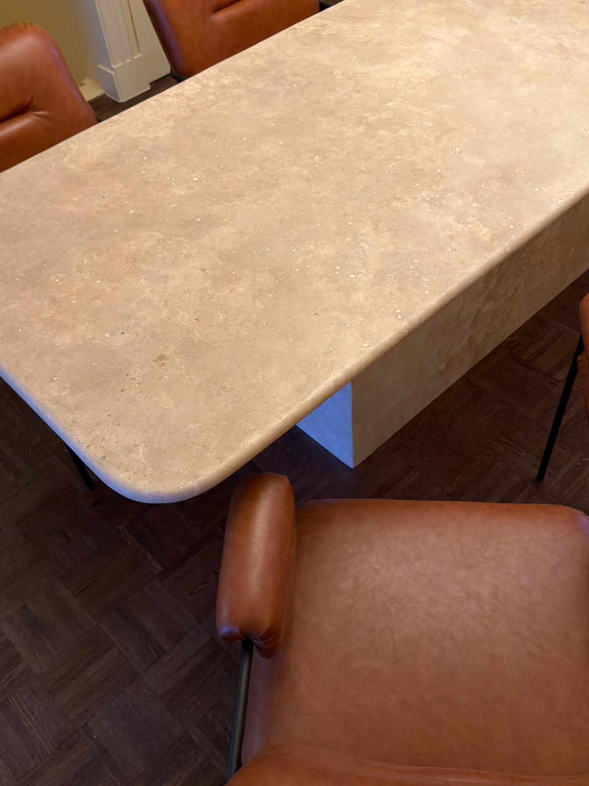 Cutcorner Travertine Crosscut dining table