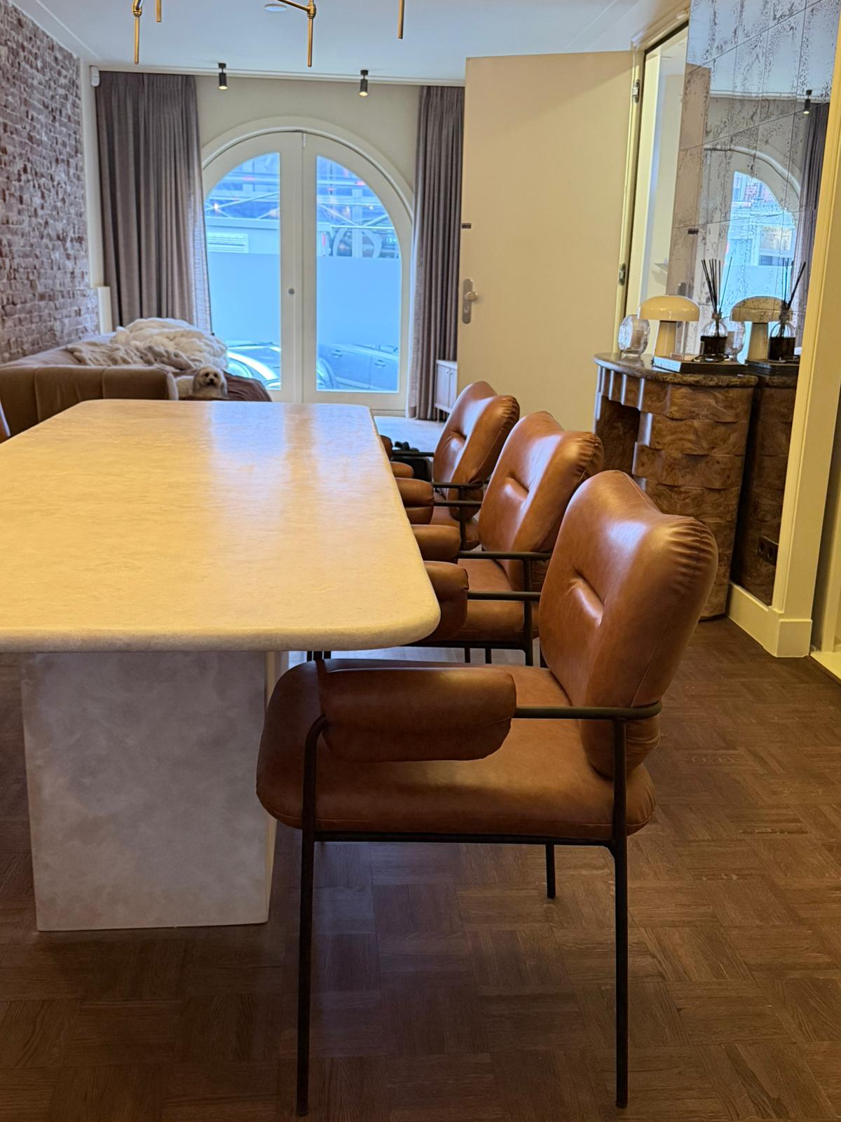 Cutcorner Travertine Crosscut dining table