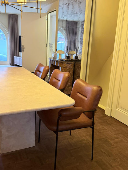 Cutcorner Travertine Crosscut dining table