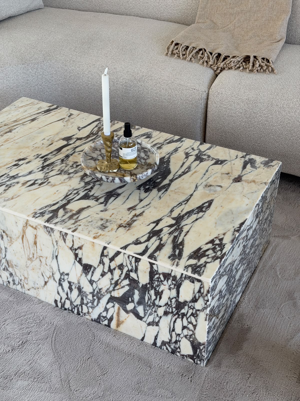 Marmor-Violett-Block Couchtisch