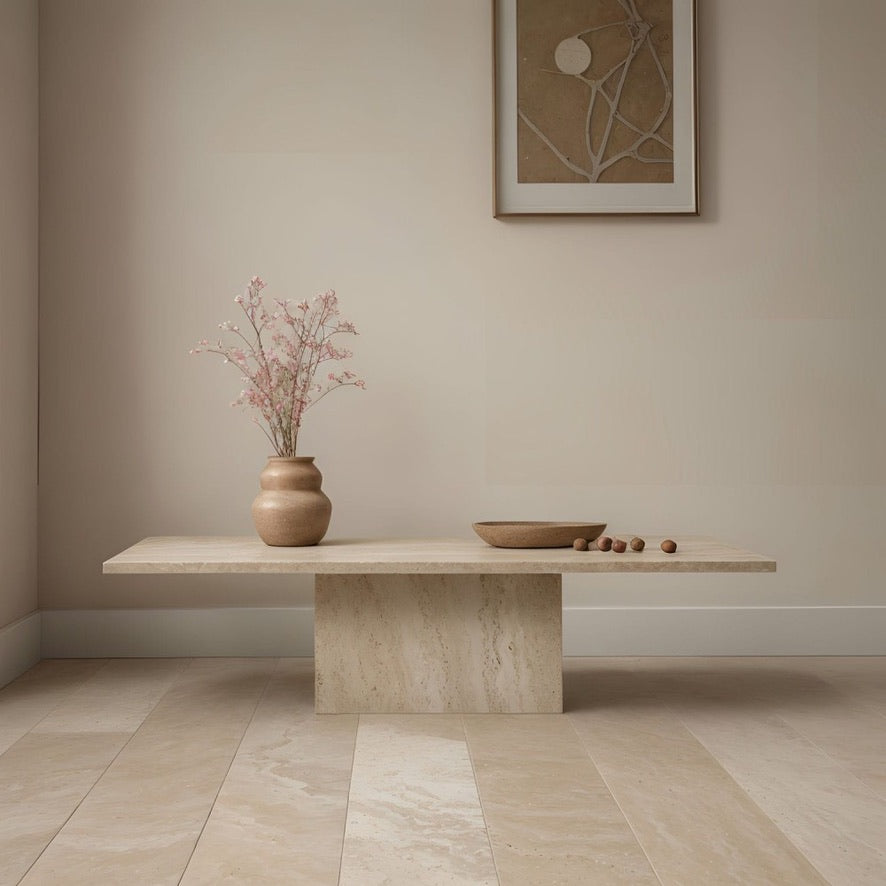 The Ador Travertine Coffee Table